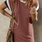 Textured Colorblock Edge Patched Pocket T Shirt Dress