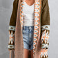 Aztec Print Open Front Knitted Cardigan