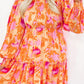 Abstract Print Smocked Lantern Sleeve Ruffle Mini Dress