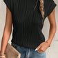 Wavy Texture Cap Sleeve Top