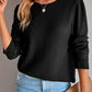 Lace Patchwork V Neck Waffle Knit Top