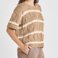 Striped Cable Short Sleeve Sweater