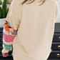 Plus Size Printed Patchwork Sleeve Split Sweatshirt