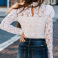 Floral Lace Mock Neck Puff Long Sleeve Top