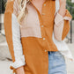 Color Block Buttoned Raw Hem Textured Shirt