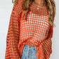Open Knit Crochet Bell Sleeve Tunic Sweater