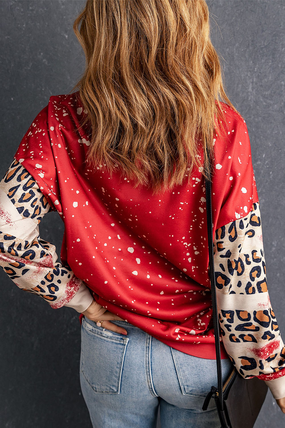 YEEHAW COWGIRL Graphic Bleached Scatter Leopard Sleeve Sweatshirt