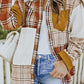 Plus Size Plaid Patchwork Button up Shacket