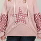 Star Patch Graphic Floral Color Block Drawstring Plus Size Hoodie