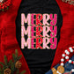 Heat Transfer Printing MERRY Letter Christmas Graphic Tee
