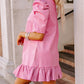 Short Sleeve V Neck Ruffled Hem Mini Dress