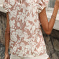 Floral Print Ruffle Short Sleeve Blouse
