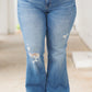 Distressed Bell Bottom Plus Size Jeans