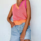 Contrast Chevron Knit V Neck Sweater Vest
