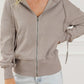Mineral Wash Full Zip Drawstring Hoodie