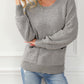 Double Pockets Ribbed Trim Popcorn Knit Sweater