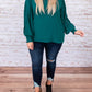 Pleated Bubble Sleeve Plus Size Blouse
