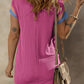 Textured Colorblock Edge Patched Pocket T Shirt Dress