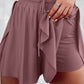 Drawstring Elastic Waist Layered Flowy Shorts