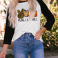 Pumpkin Leopard Heart Graphic Print Raglan Sleeve Top