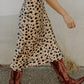 Leopard Spots Printed Split Hem Midi Skirt