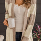 Color Block Textured Knit Open Front Cardigan