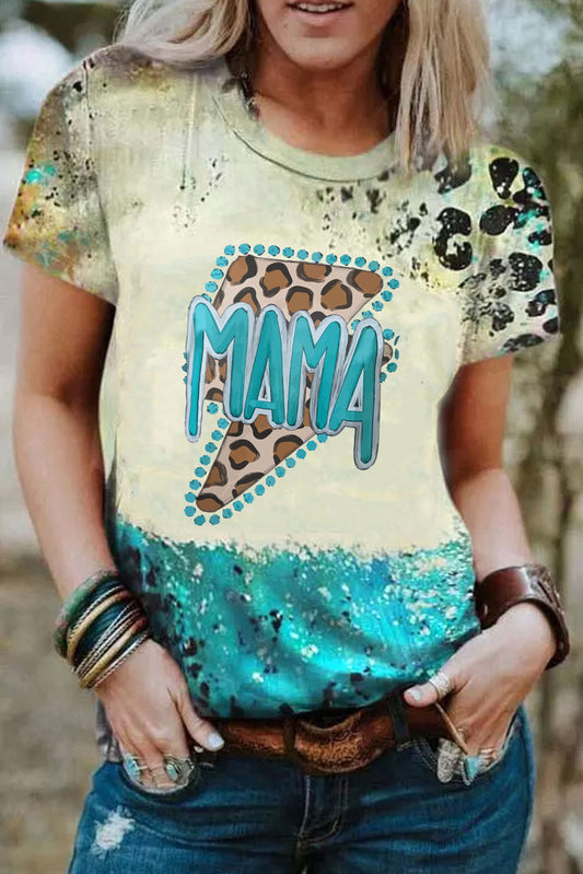 Leopard Bleach MAMA & Lightening Graphic Tee