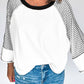 Striped Bracelet Sleeve Raglan Patchwork Top