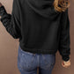 Solid Drop Shoulder Drawstring Cropped Hoodie