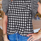 Checkered Ruffled Sleeve Frilled Neck Blouse