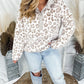 Leopard Fleece Snap Button Pullover Sweatshirt