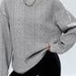 Cable Textured Drop Shoulder Pullover Sweatshirt