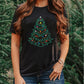 Rhinestone Christmas Tree Round Neck Graphic Tee