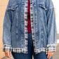 Plaid Hem Splicing Plus Size Denim Jacket