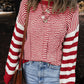 Stripe Geometric Textured Drop Shoulder Sweater