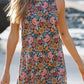 Vintage Floral Print Keyhole Back Sleeveless Mini Dress