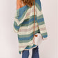 Striped Color Block Hollowed Knit Cardigan