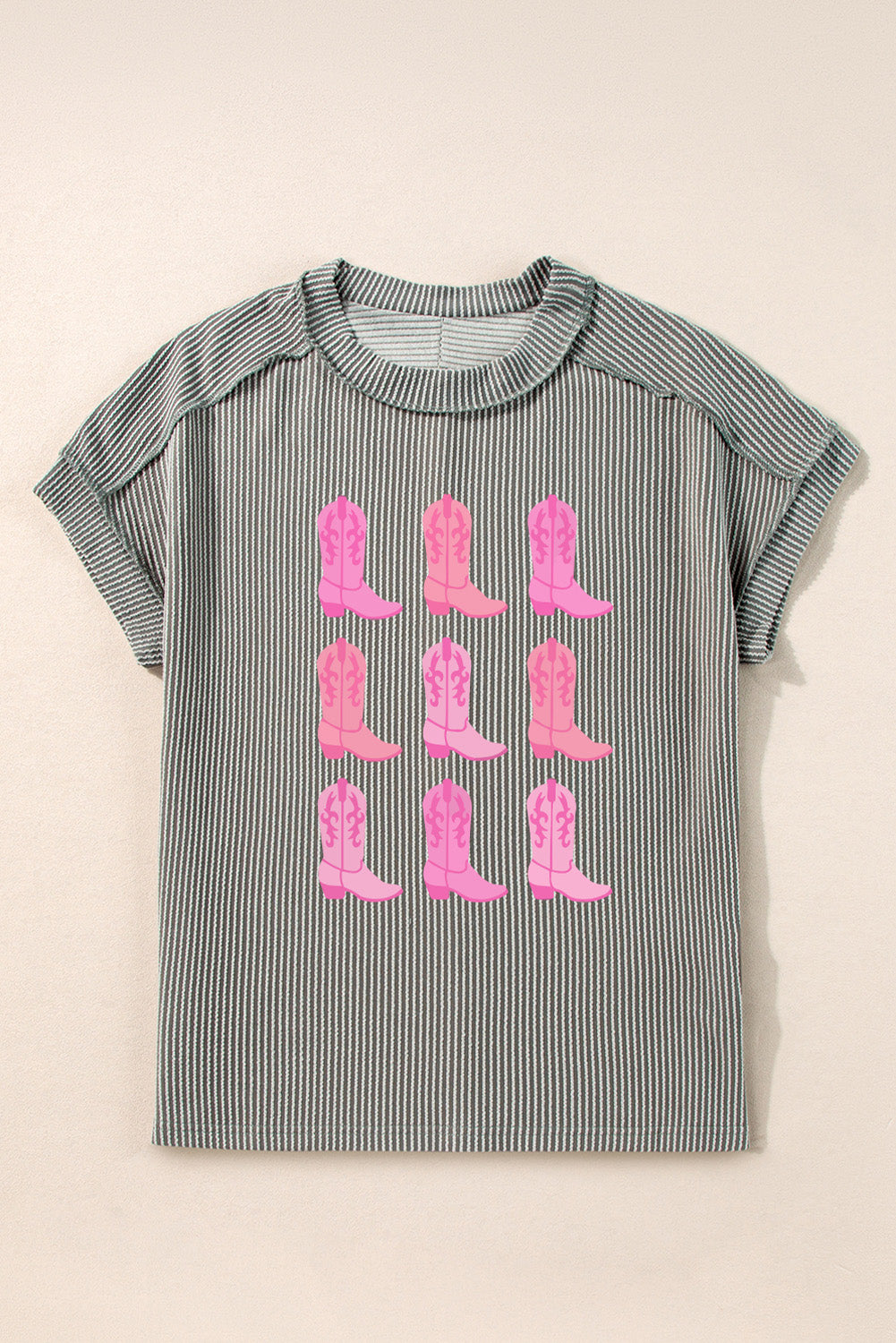 Ribbed Cowboy Boots Graphic T Shirt