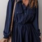 Solid Chest Pockets Tunic Shirt Mini Dress