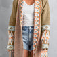 Aztec Print Open Front Knitted Cardigan