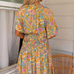 Boho Wide Sleeve Smocked Waist Floral Dress