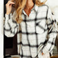 Plaid Raw Hem Button up Jacket with Pocket
