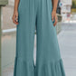 Blue High Waist Ruffled Wide-Leg Pants