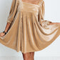 Tie Back Square Neck Velvet Babydoll Dress