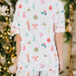 Christmas Print Short Sleeve Shirt and Shorts Pajama Set