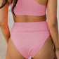 Ribbed Twist Cut-Out High Waist Bikini Set