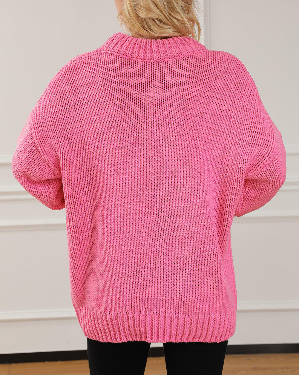 Chunky Knit Turtle Neck Drop Shoulder Sweater
