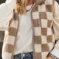 Checkered Sherpa Collared Jacket Vest