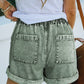 Pocketed Drawstring High Waist Denim Shorts