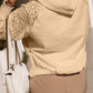 Lace Patchwork Sleeve Drawstring Hoodie